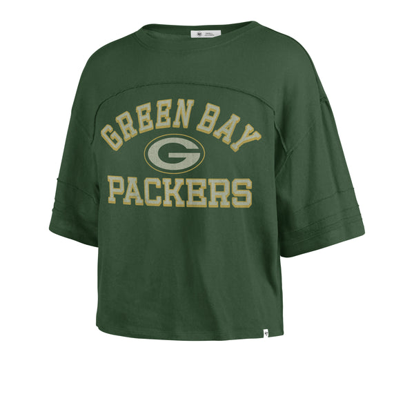 47 Women's Green Green Bay Packers Skyler Parkway Cropped Long Sleeve T- shirt - ShopStyle