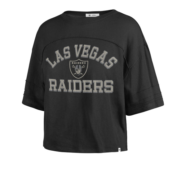 47 Women's Las Vegas Raiders Black Half-Moon Crop T-Shirt