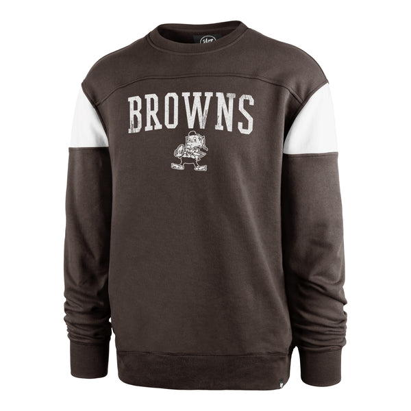 47 Men's Cleveland Browns Groundbreak Brown Crew Sweatshirt