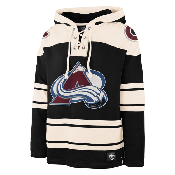 47 Colorado Avalanche Black Superior Lace-Up Pullover Hoodie Size: Large
