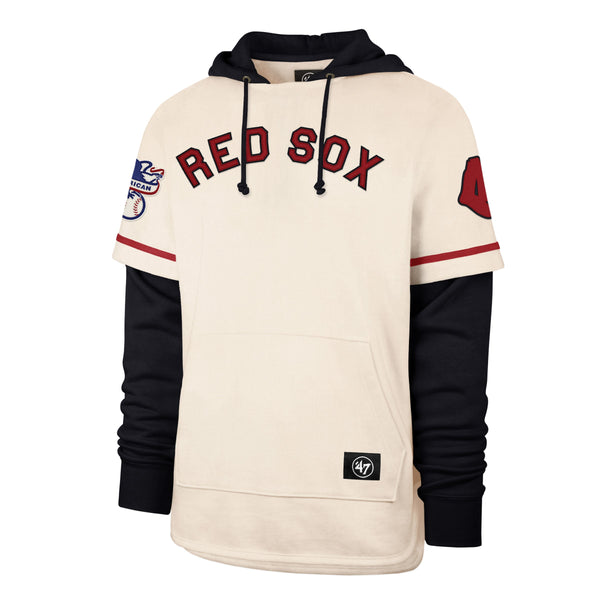 Men's '47 Gray Boston Red Sox Gamebreak Cross Check Pullover Hoodie Size: Extra Small
