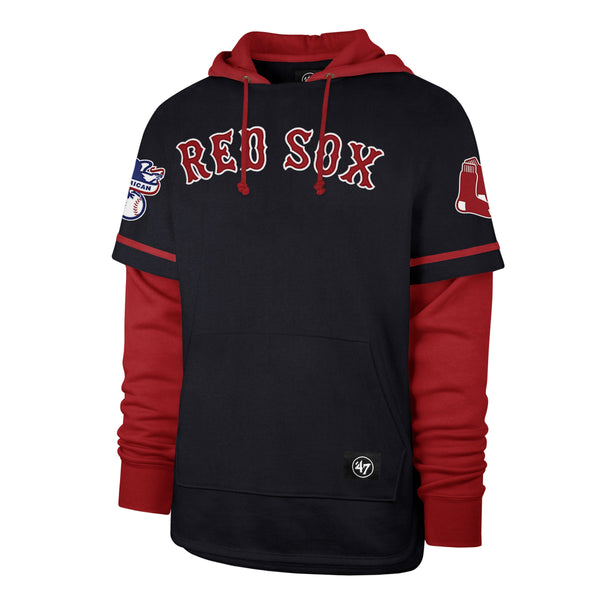Men's '47 Gray Boston Red Sox Gamebreak Cross Check Pullover Hoodie Size: Extra Small