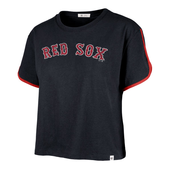 Boston Red Sox MLB Womens Distressed Wordmark Crop Top