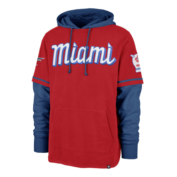 Men's '47 Red Miami Marlins City Connect Trifecta Shortstop Pullover Hoodie