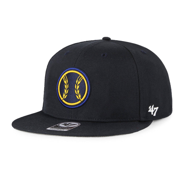 47 Brand Flat Brim Side Logo MLB Atlanta Braves Navy Blue Snapback Cap