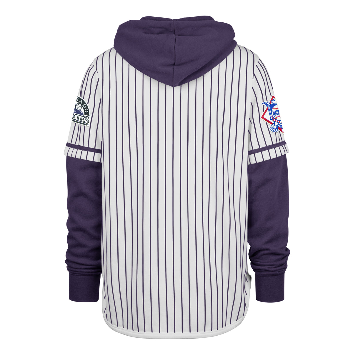 COLORADO ROCKIES COOPERSTOWN PINSTRIPE DOUBLE HEADER '47 SHORTSTOP PULLOVER HOOD