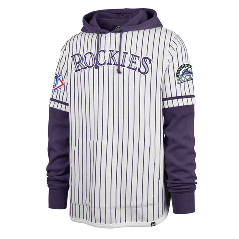 COLORADO ROCKIES COOPERSTOWN PINSTRIPE DOUBLE HEADER '47 SHORTSTOP PULLOVER HOOD