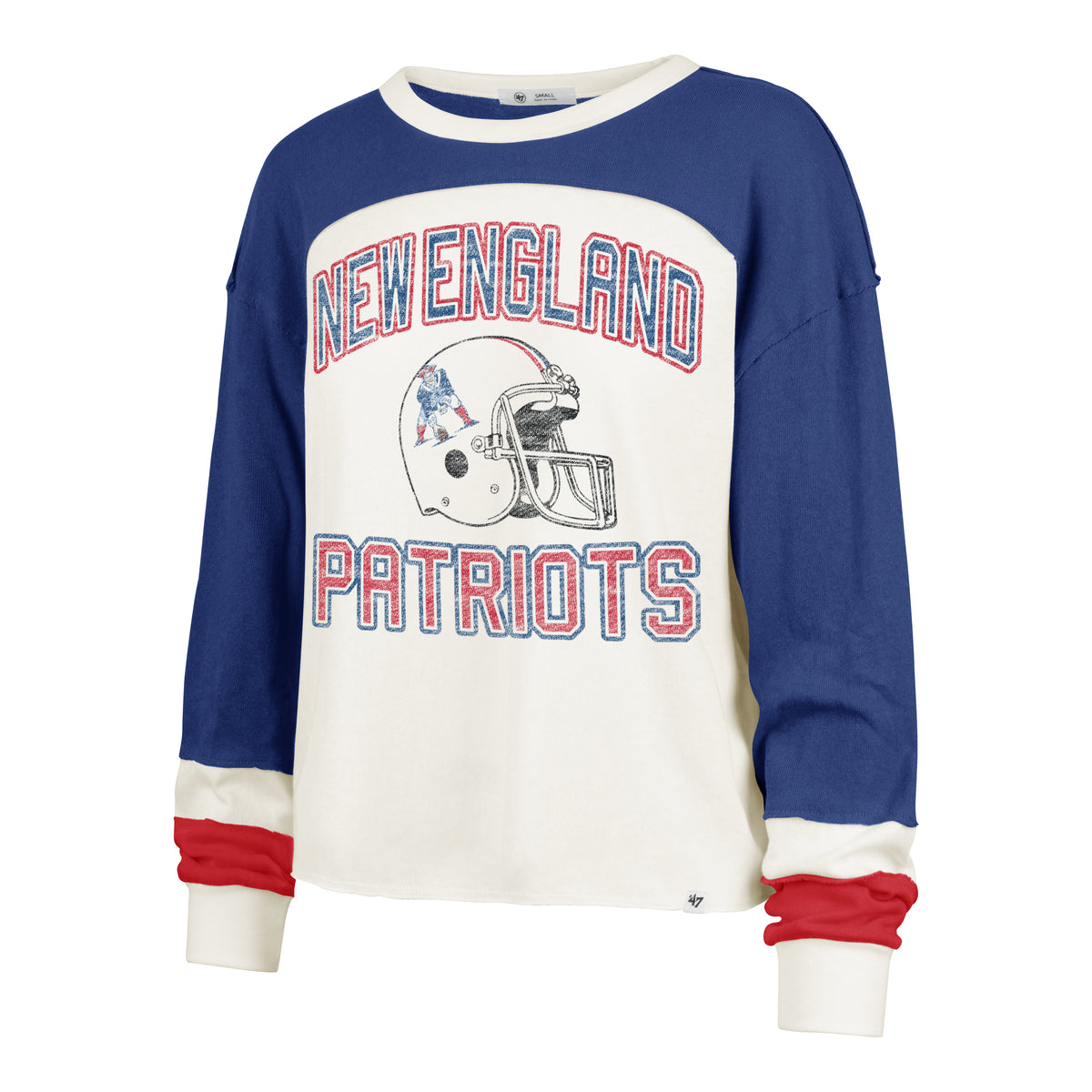 NEW ENGLAND PATRIOTS HISTORIC GRIDIRON CURVE '47 TONI LONG SLEEVE TEE WOMENS