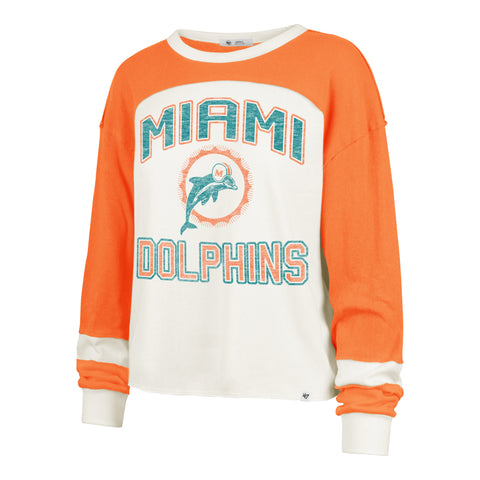 MIAMI DOLPHINS HISTORIC GRIDIRON CURVE '47 TONI LONG SLEEVE TEE WOMENS