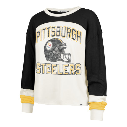 PITTSBURGH STEELERS HISTORIC GRIDIRON CURVE '47 TONI LONG SLEEVE TEE WOMENS