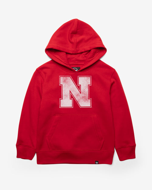 NEBRASKA CORNHUSKERS DISTRESSED IMPRINT '47 HEADLINE HOOD KIDS