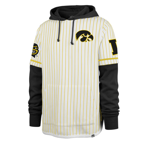 IOWA HAWKEYES PINSTRIPE '47 SHORTSTOP PULLOVER HOOD