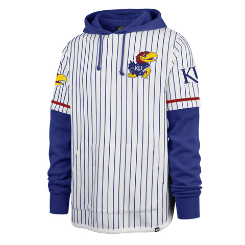 KANSAS JAYHAWKS PINSTRIPE '47 SHORTSTOP PULLOVER HOOD