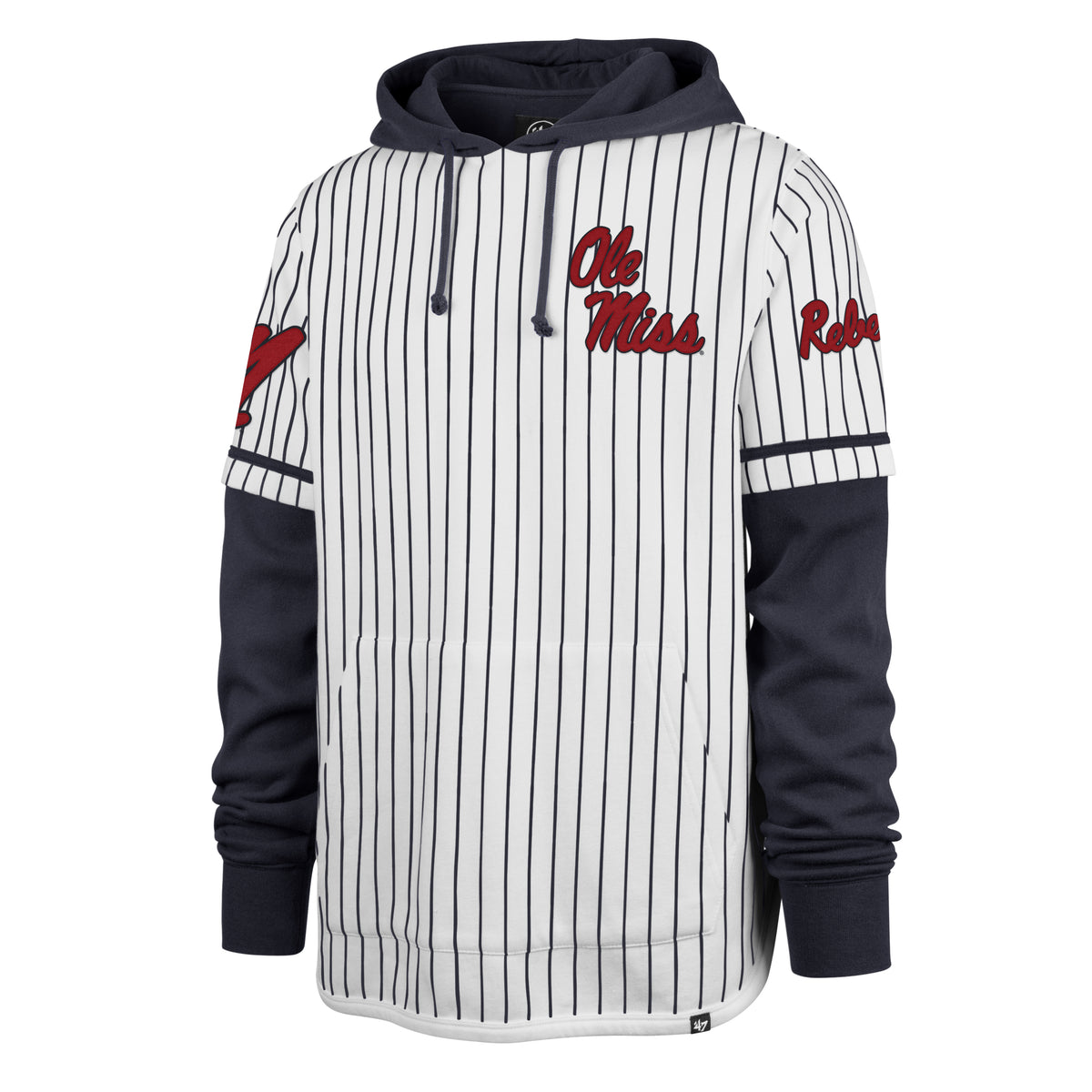 MISSISSIPPI REBELS PINSTRIPE '47 SHORTSTOP PULLOVER HOOD