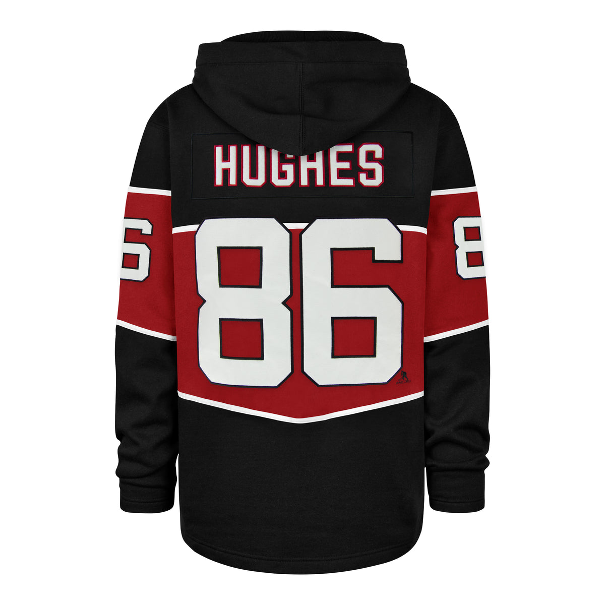 NEW JERSEY DEVILS JACK HUGHES '47 RUN POINT LACER HOOD