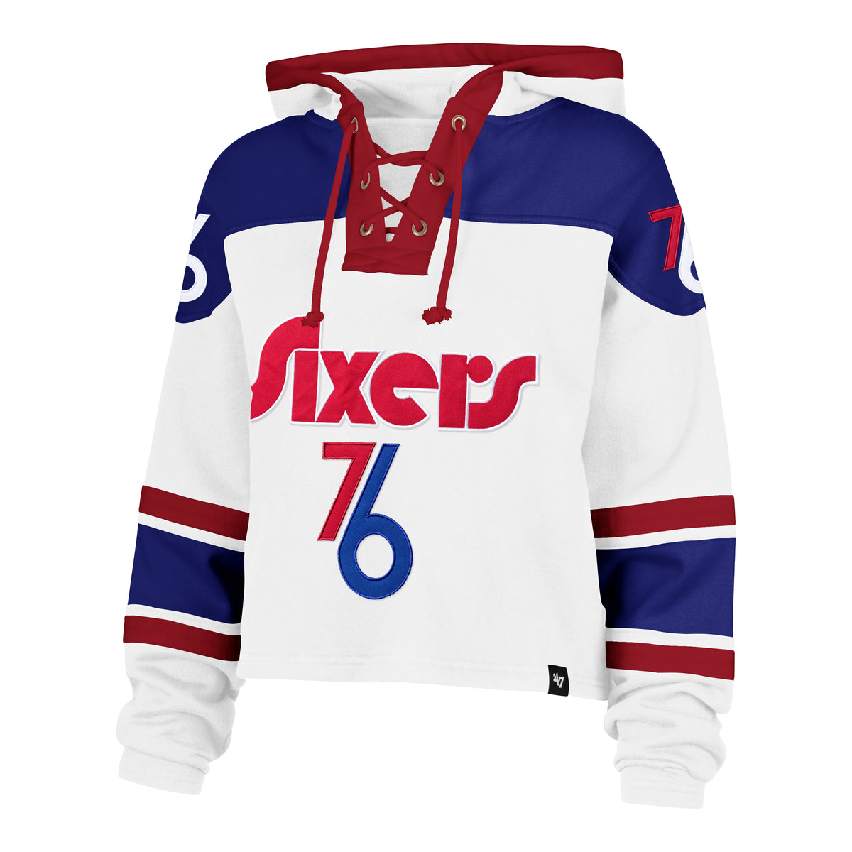 PHILADELPHIA 76ERS CITY EDITION CROPPED SUPERIOR '47 LACER HOOD WOMENS