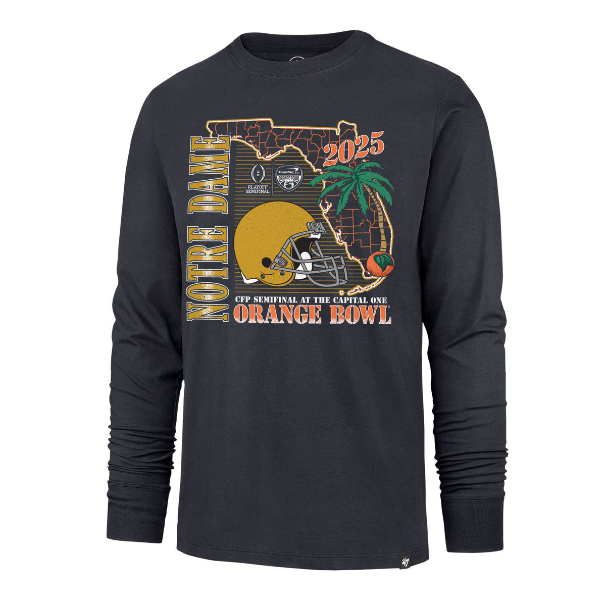 NOTRE DAME FIGHTING IRISH ORANGE BOWL '47 FRANKLIN LONG SLEEVE TEE