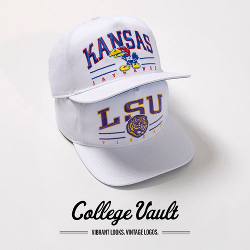 College Vault. Vibrant looks, vintage logos.