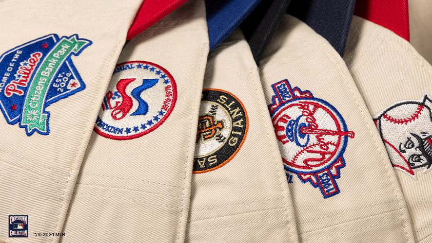 The Ballpark Script Shot '47 Clean Up is a two-tone version of our relaxed and curved classic with Cooperstown logos.