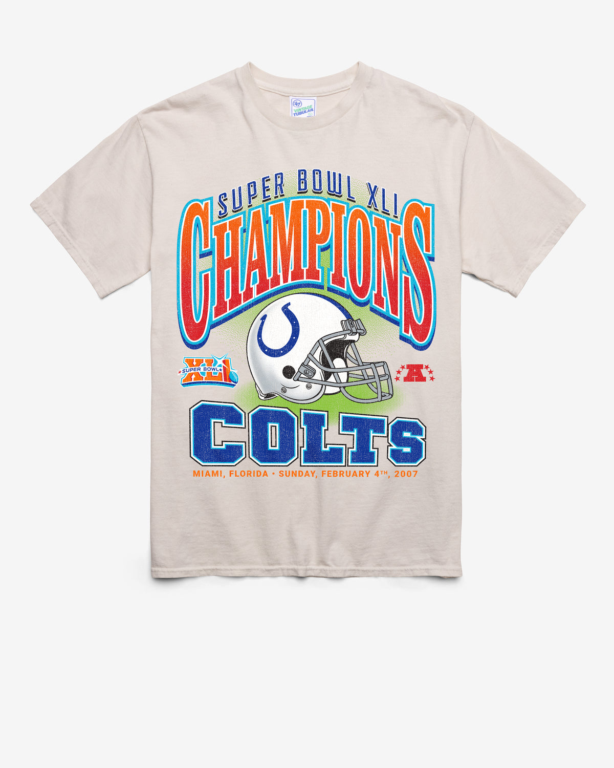 INDIANAPOLIS COLTS SUPER BOWL GRIDIRON LOCKER '47 VINTAGE TUBULAR TEE